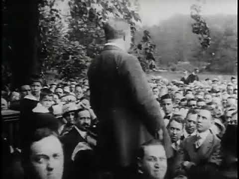 Theodore Roosevelt speaking to a group of men from the porch at Sagamore Hill, 1916   New York
