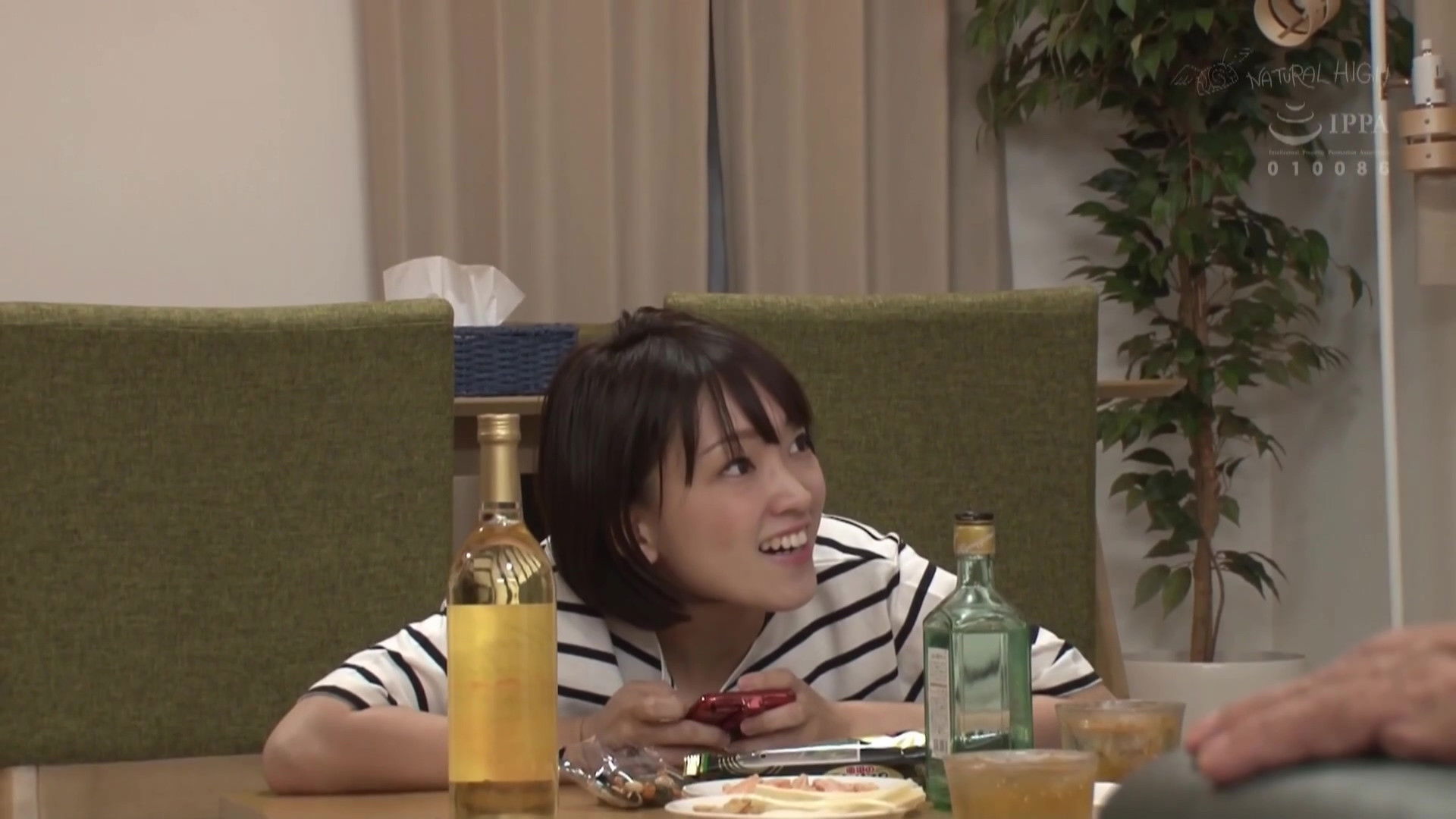 Backdrop for Even though her family is around, she secretly inserts her uncle’s cock while sitting on his lap and lets him creampie her