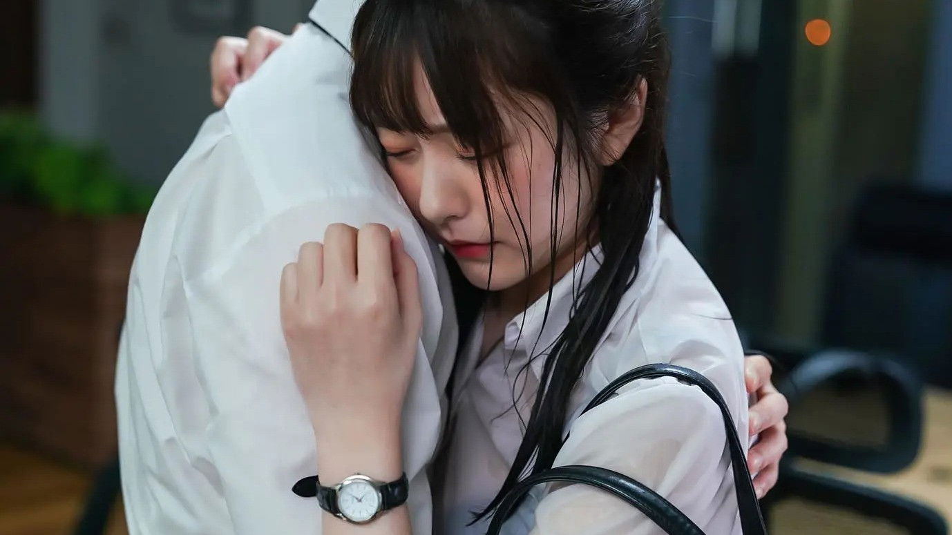 Backdrop for Alone in the Office with the Female Boss I Admire on a Night with Heavy Rain… Since We Can't Go Home, We Fuck All Night, Hikari Aozora