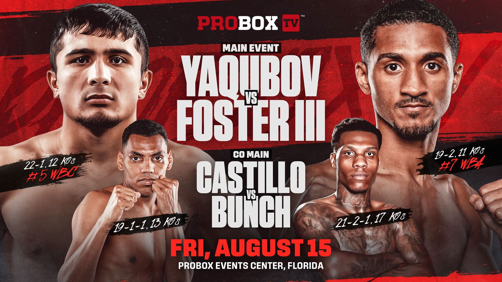Backdrop for Muhammadkhuja Yaqubov vs. William Foster III