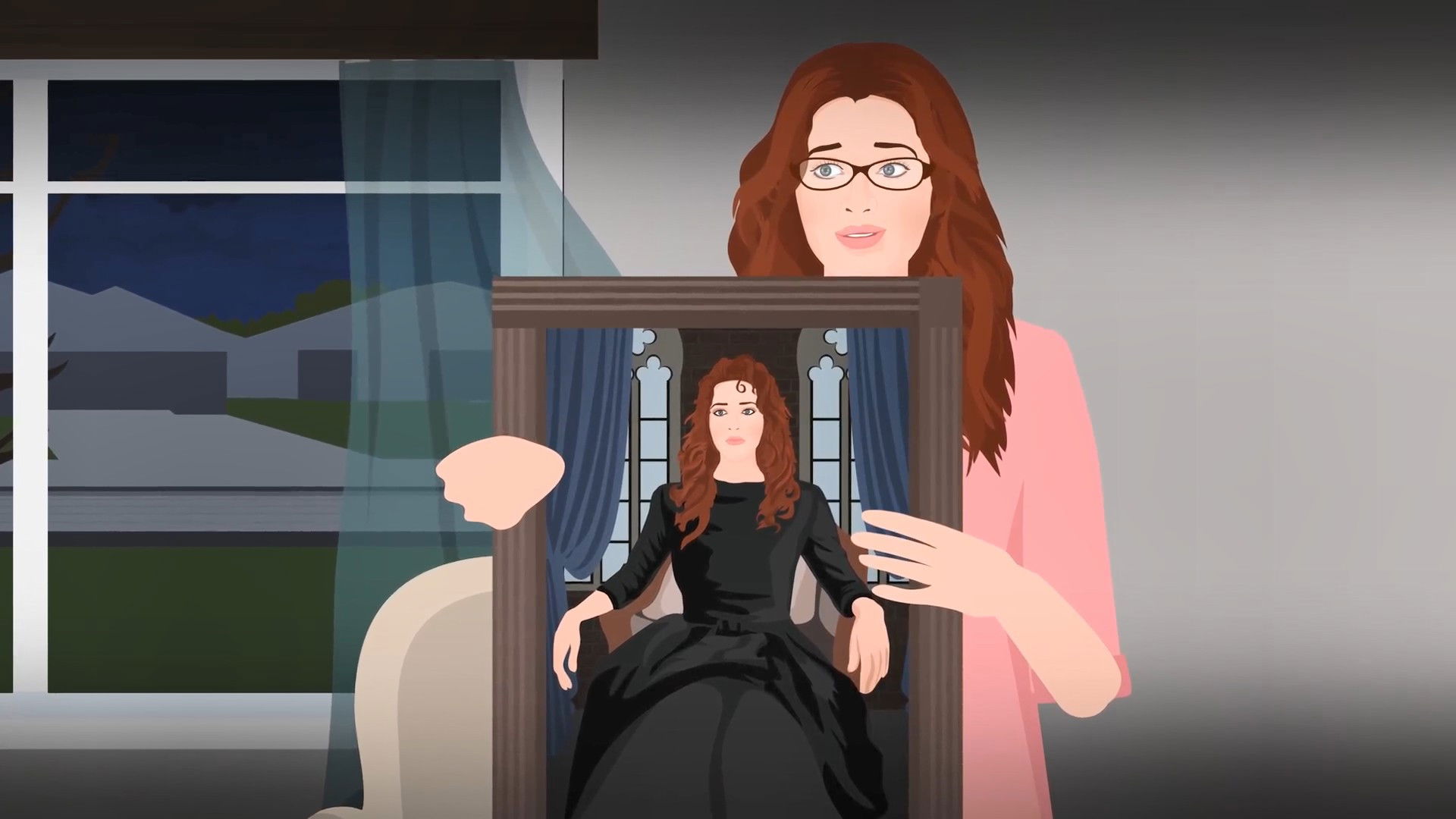 Backdrop for Girl buys a very old Portrait from pawnshop which is shockingly of Her !!