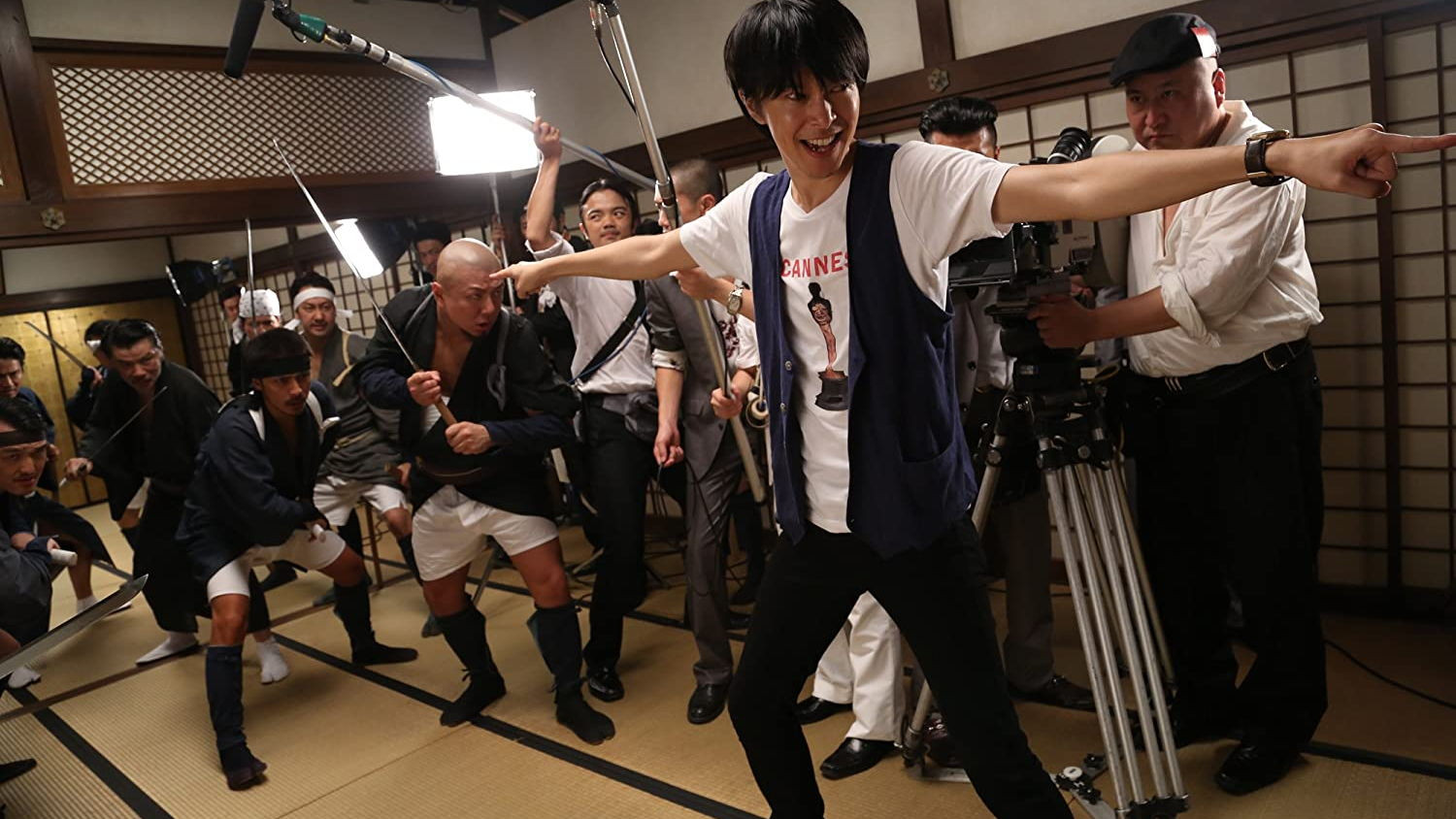 Backdrop for Why Don't You Play in Hell?