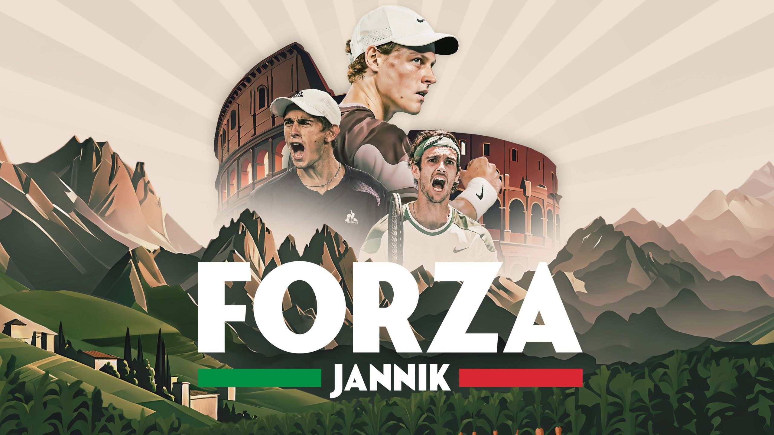 Backdrop for Forza Jannik: Sinner and the Rise of Italian Tennis