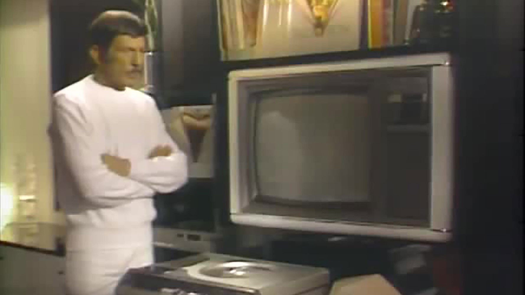 Backdrop for Leonard Nimoy Demonstrates the Magnavision Videodisc Player