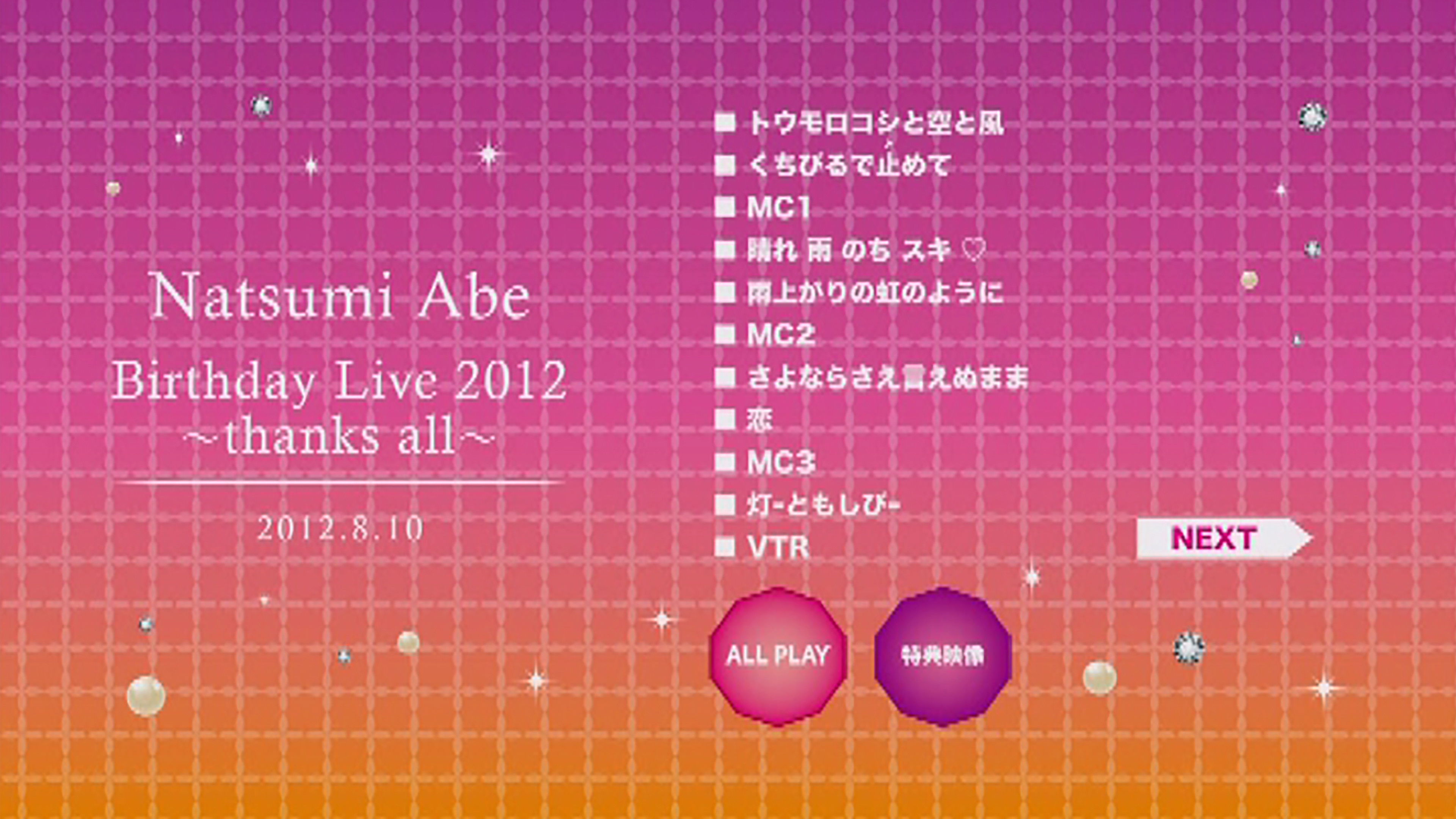 Backdrop for Abe Natsumi 2012 Birthday Live ~thanks all~