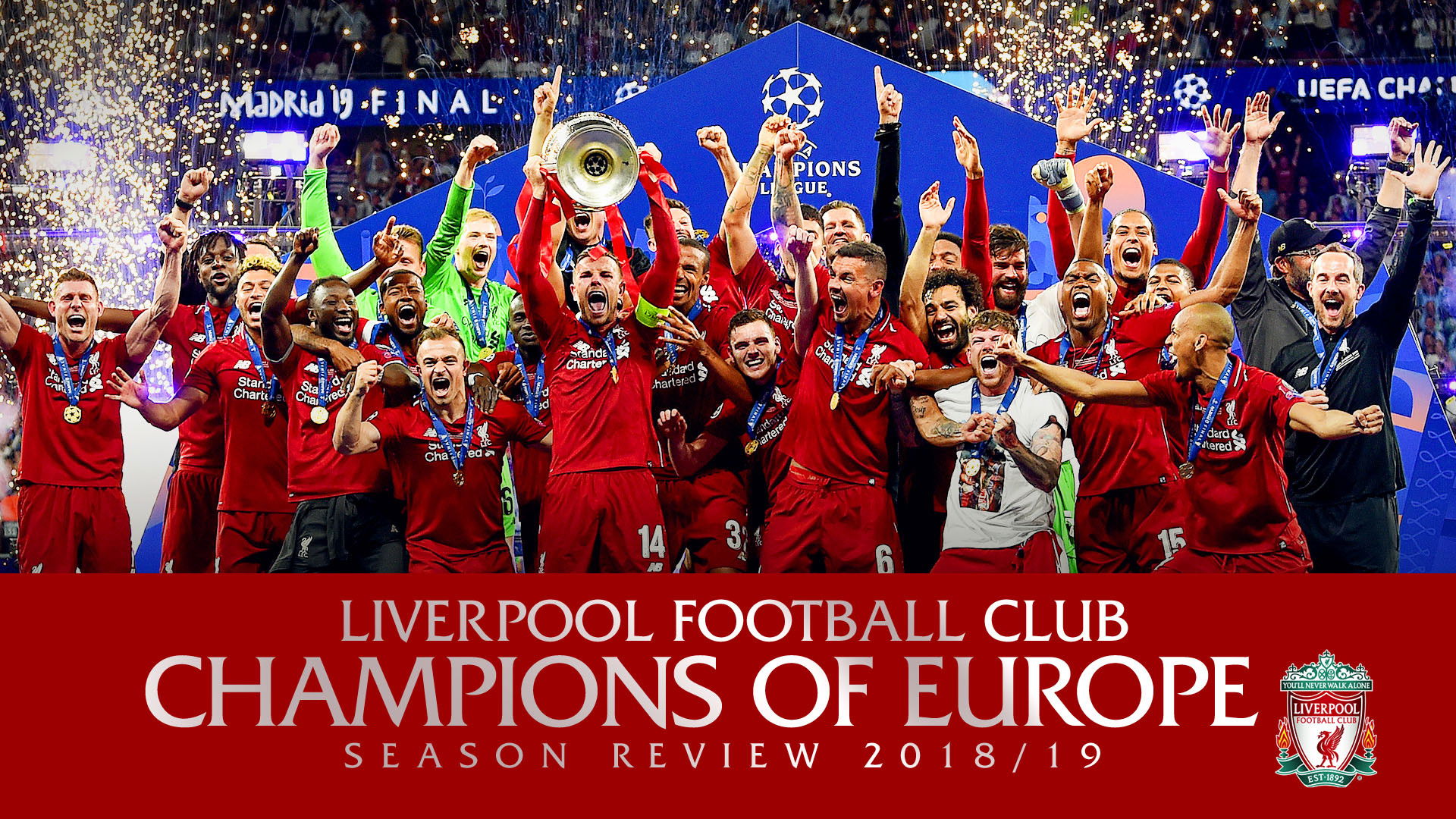Backdrop for Liverpool Football Club Champions of Europe Season Review 2018/19