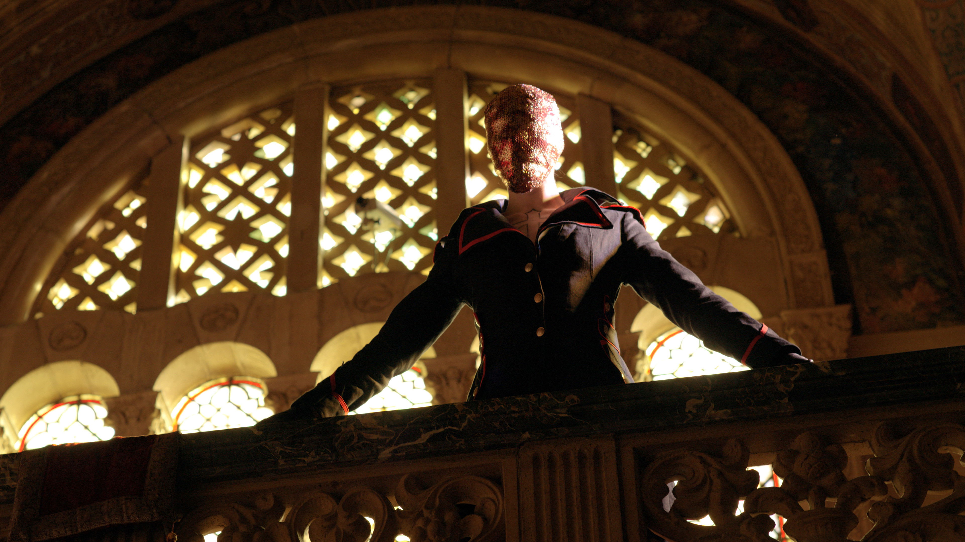 Backdrop for Red Ribbons in the House of Stained Glass