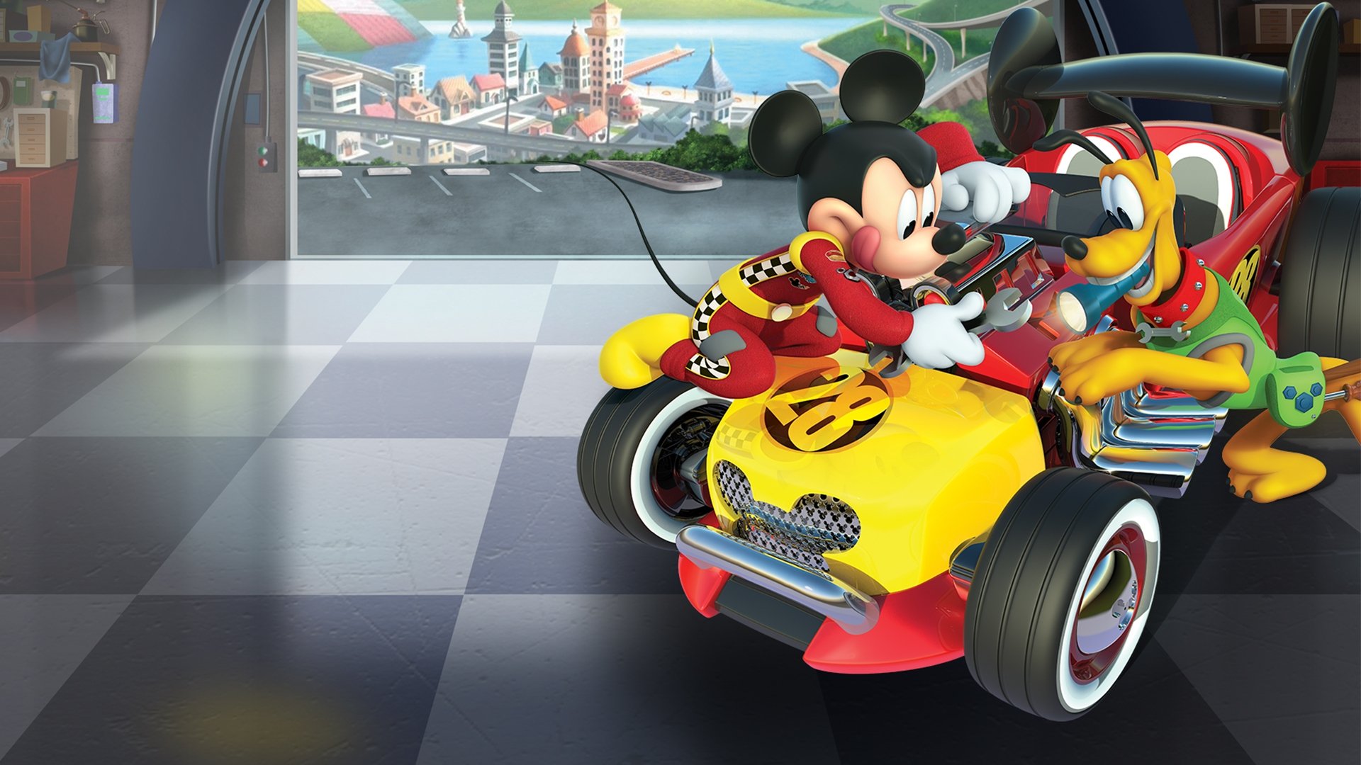 Backdrop for Mickey and the Roadster Racers