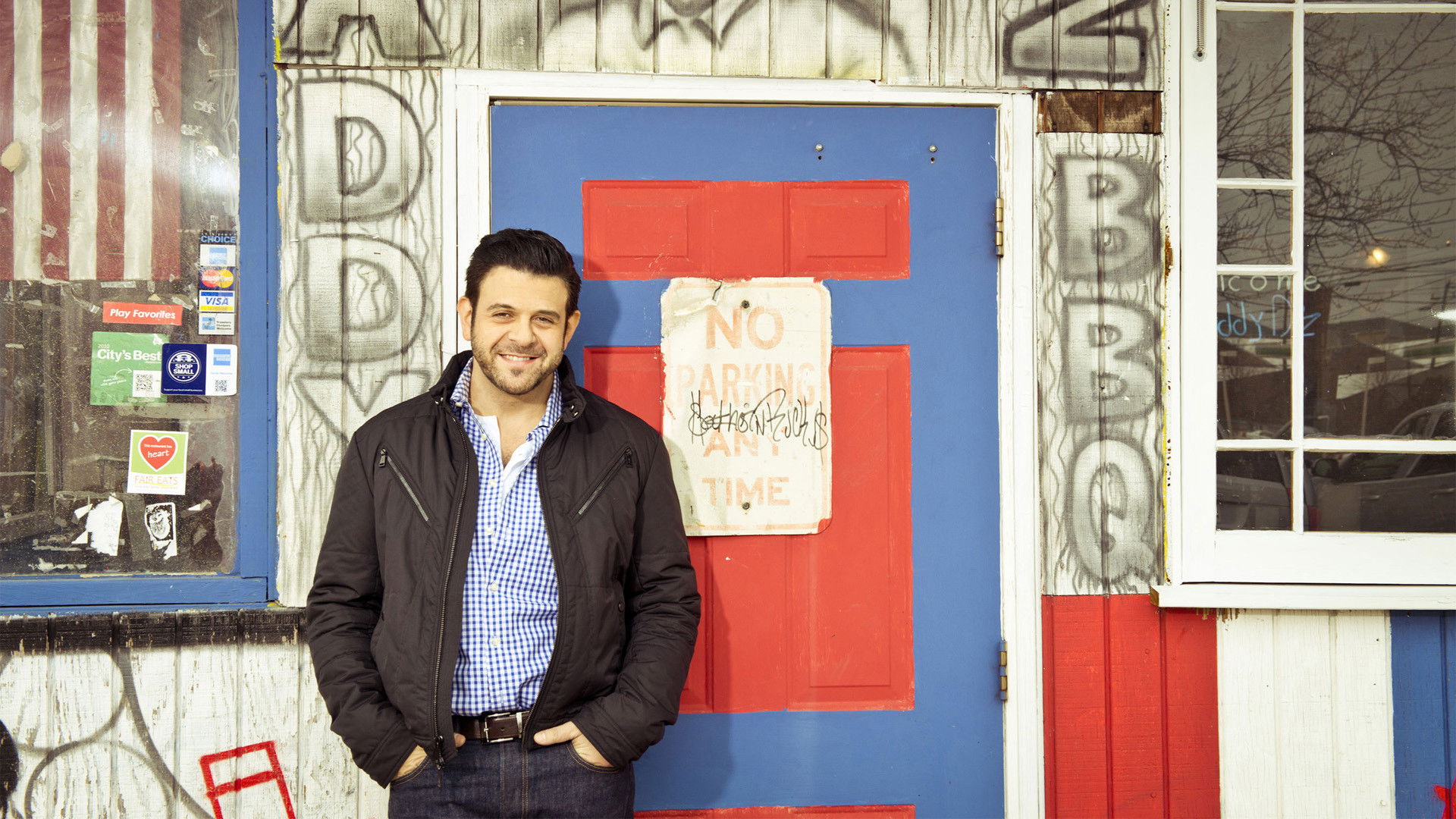 Backdrop for Man Finds Food