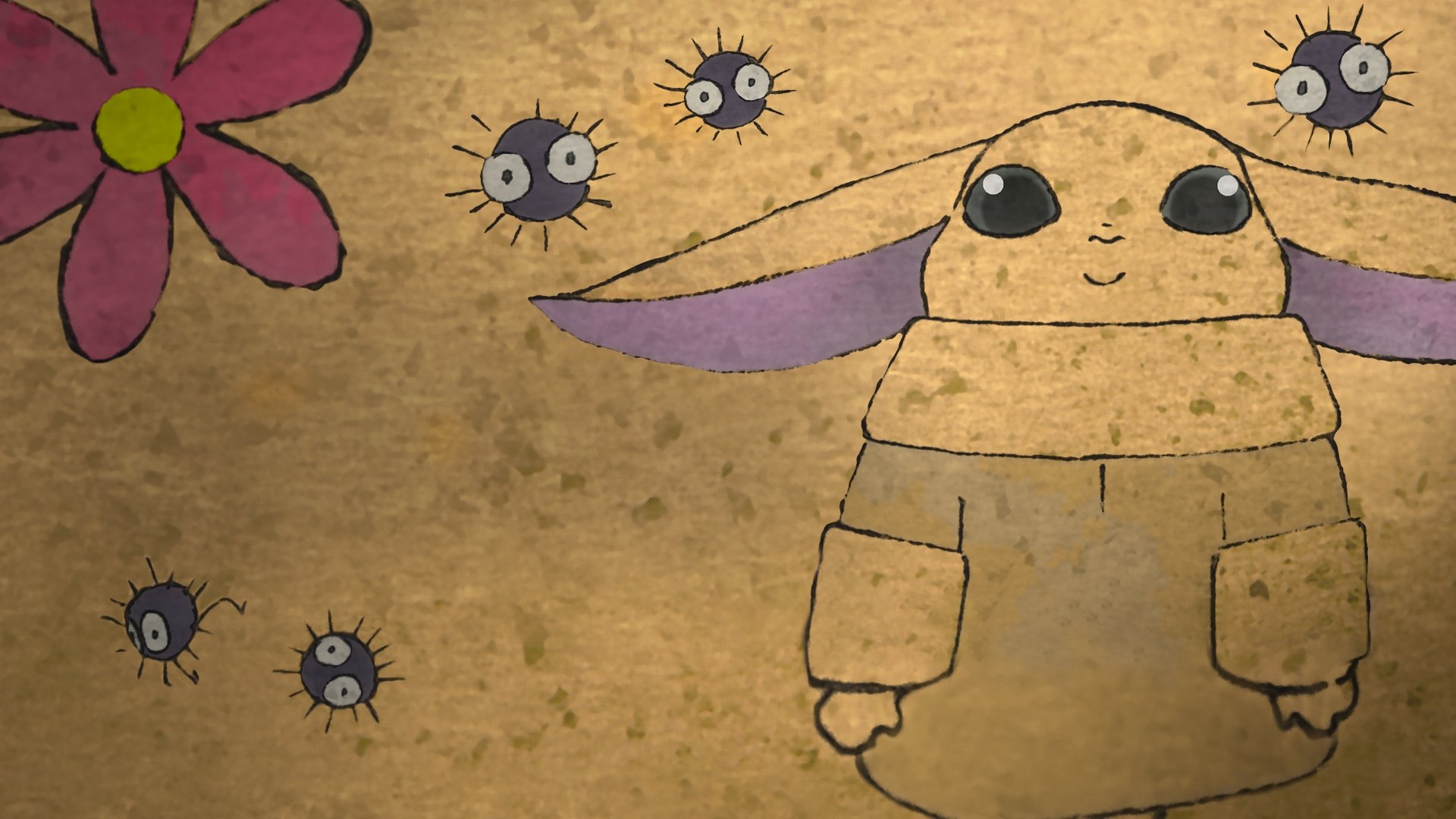 Backdrop for Zen - Grogu and Dust Bunnies