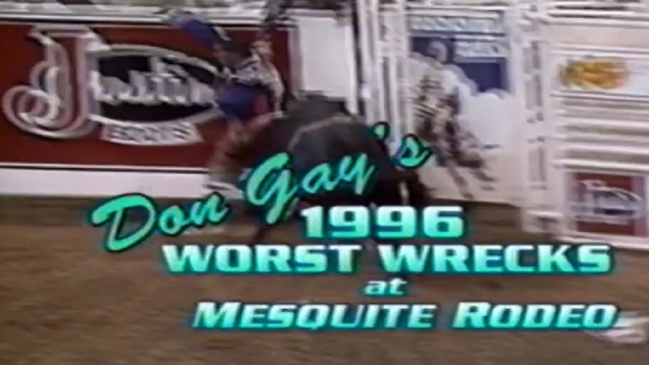Backdrop for Don Gay's Worst Wrecks at Mesquite Rodeo 1996