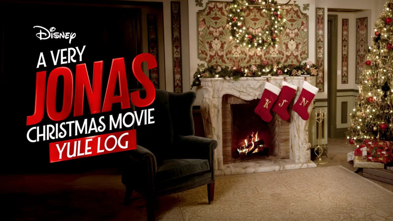 Backdrop for A Very Jonas Christmas Movie Yule Log