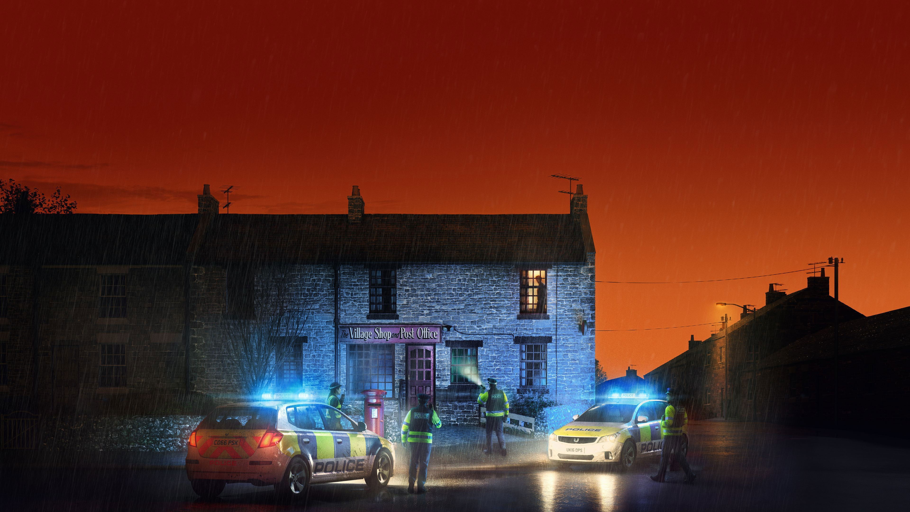 Backdrop for Murder at the Post Office