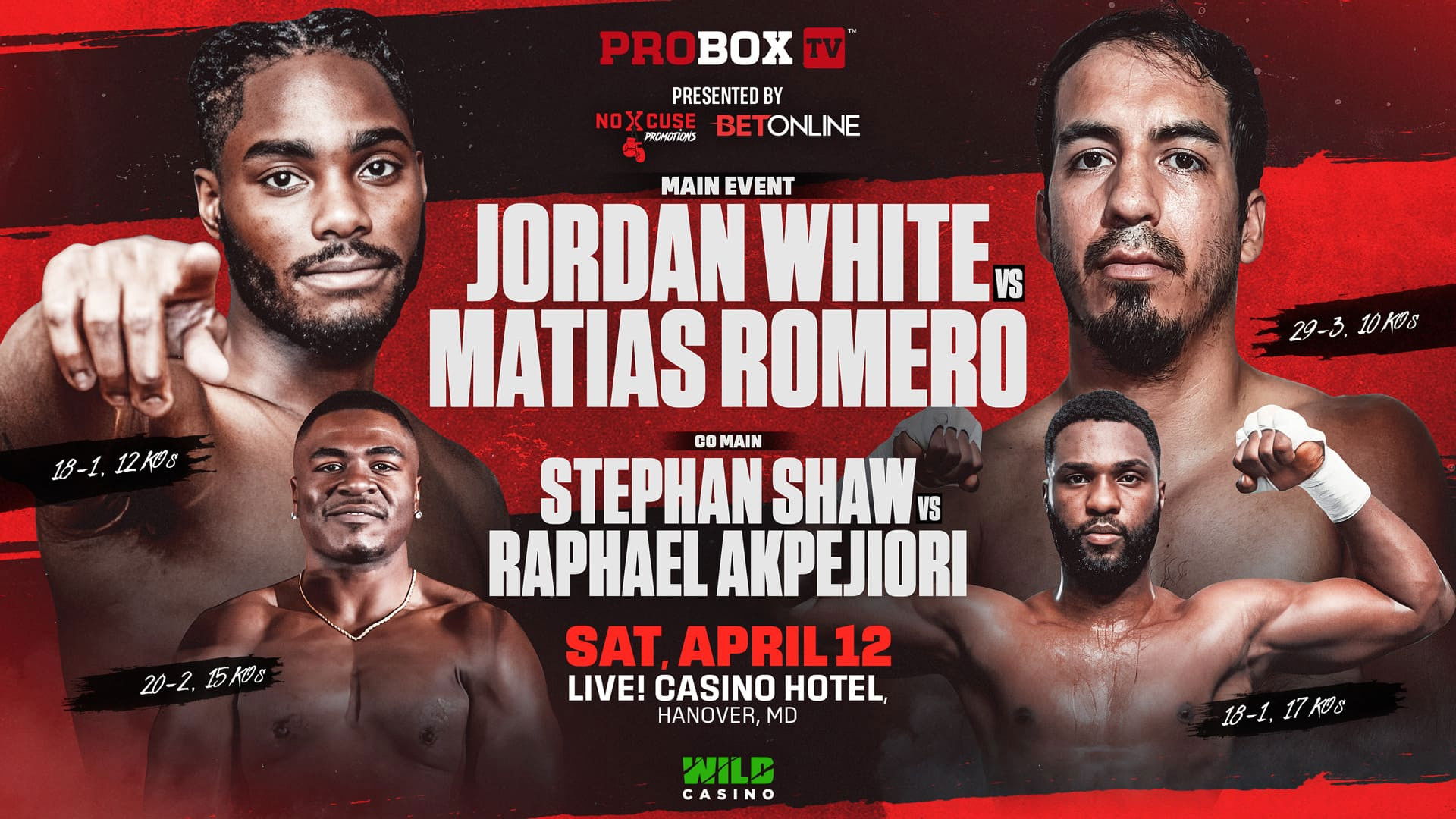 Backdrop for Jordan White vs. Jose Matias Romero