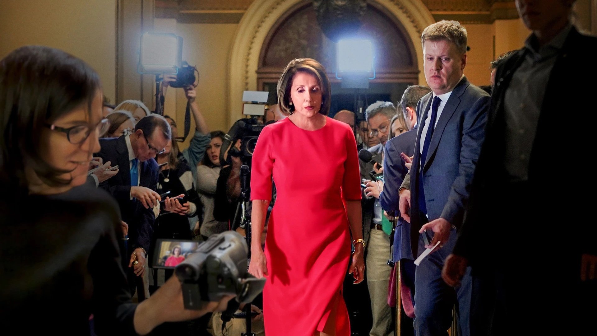 Backdrop for Pelosi in the House