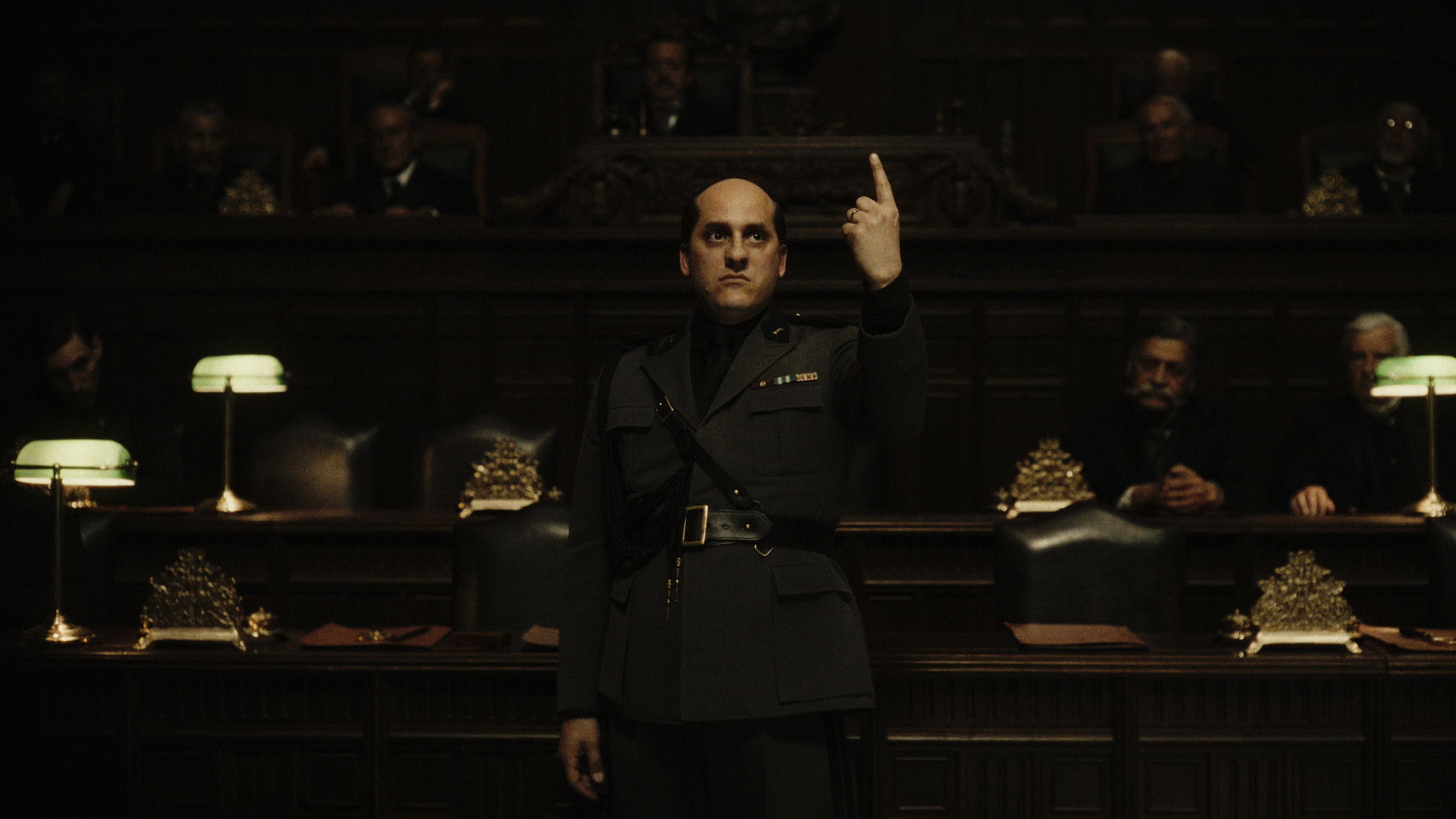 Backdrop for Mussolini: Son of the Century