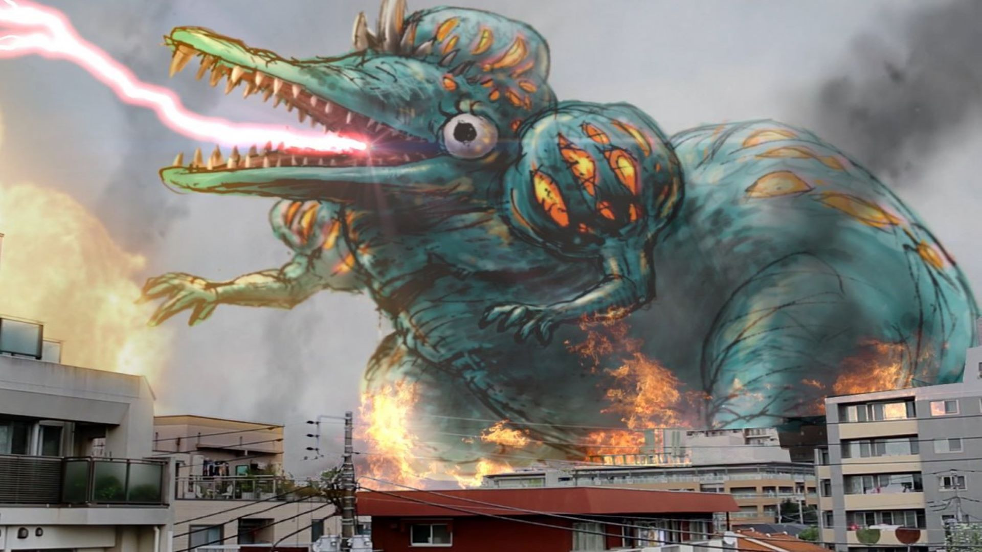 Backdrop for Tetsudon: the kaiju dream match