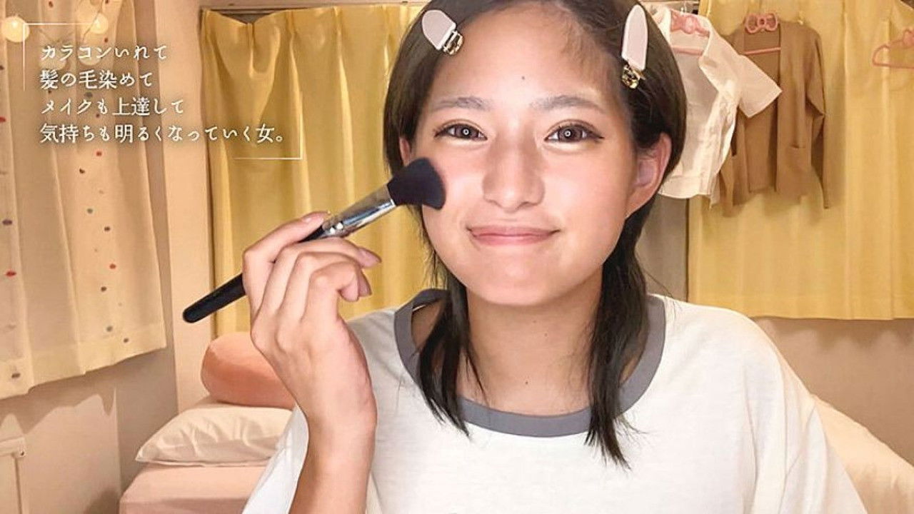 Backdrop for A plain girl without makeup works hard to make up and has sex with her beloved teacher in a creampie Cinderella story Nagisa Mitsuki