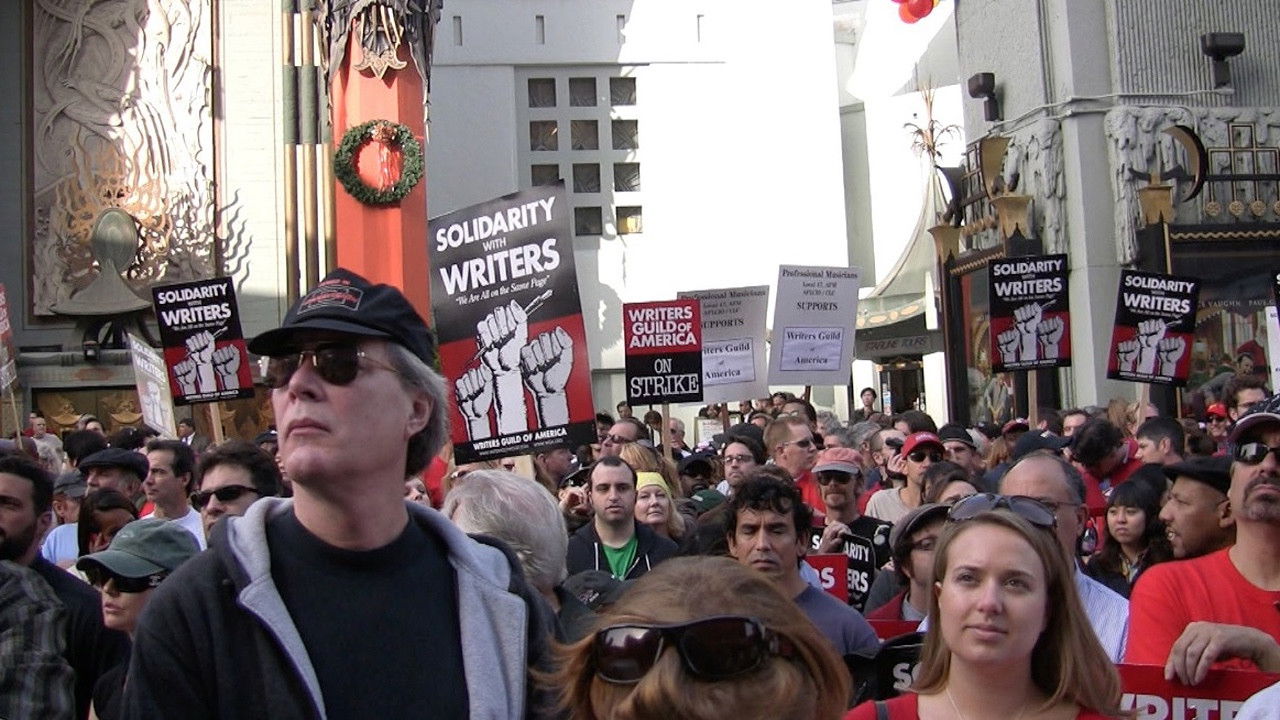 Backdrop for Pencils Down! The 100 Days of the Writers Guild Strike