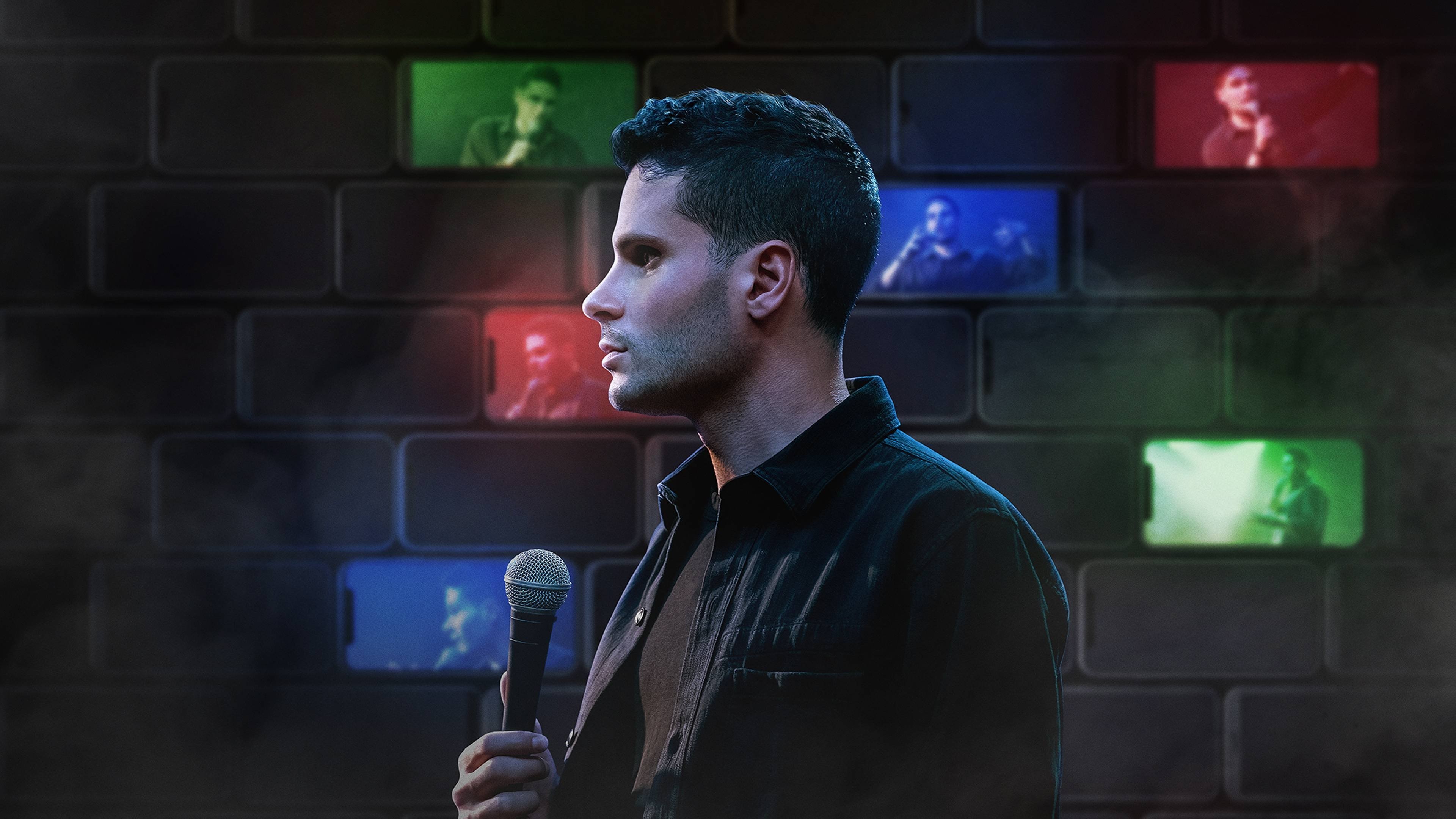 Backdrop for drew michael: red blue green