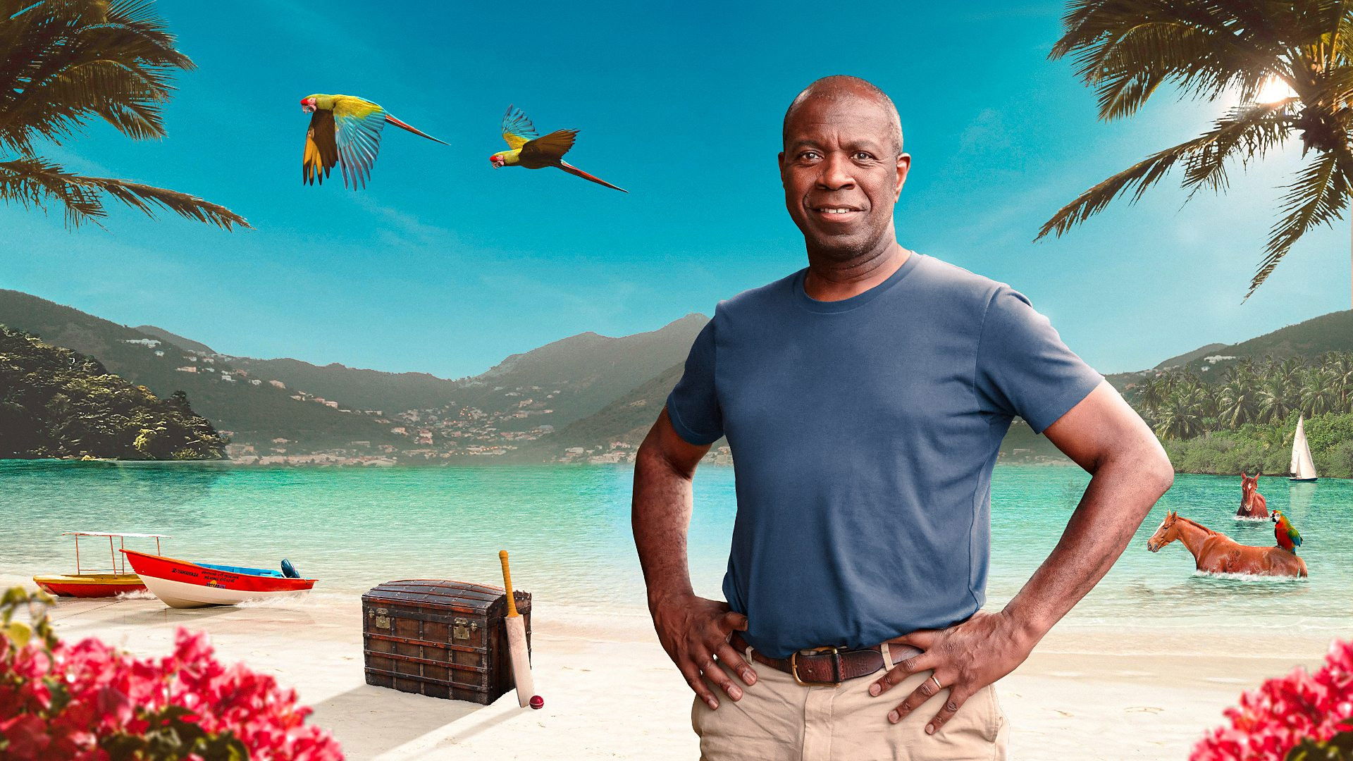 Backdrop for Clive Myrie's Caribbean Treasures