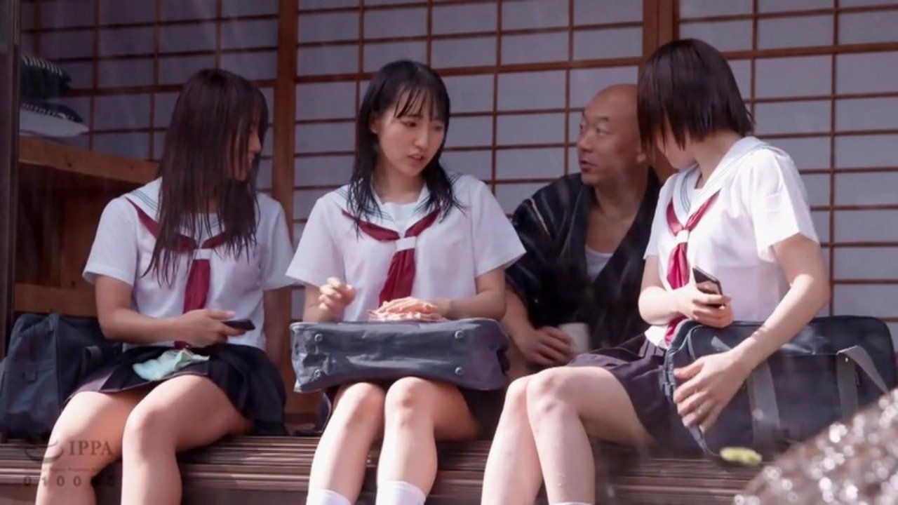 Backdrop for Drenched School Girl Shelter From Rain Convinced To Get Raunchy 6