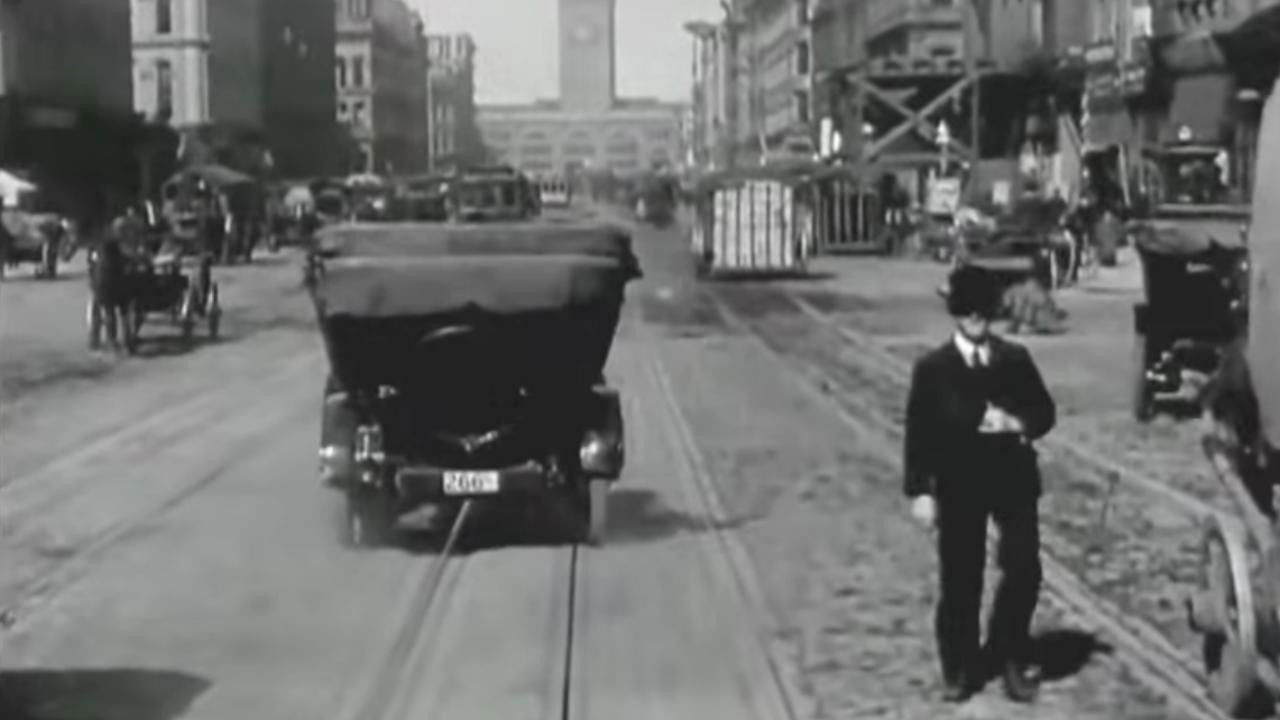 Backdrop for A Trip Down Market Street Before the Fire