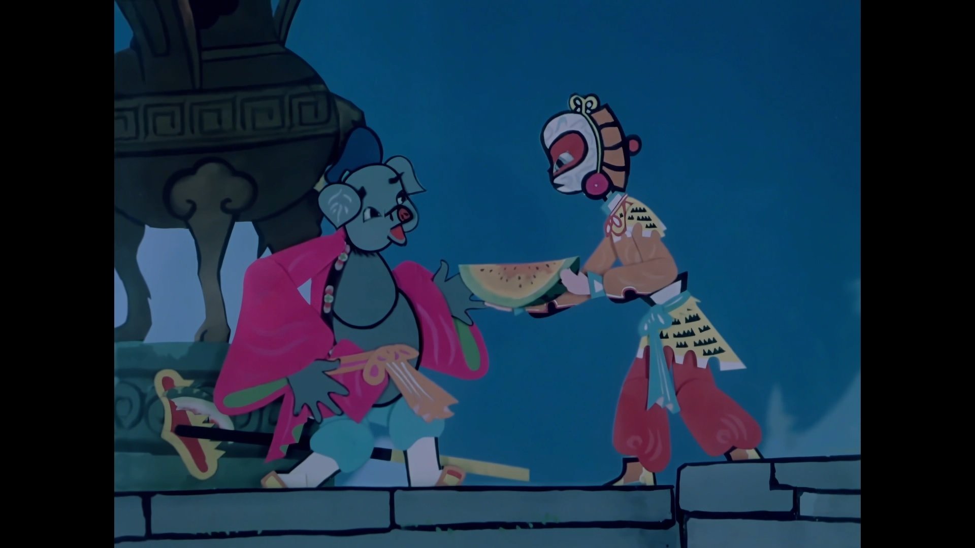 Backdrop for Pigsy Eats Watermelon