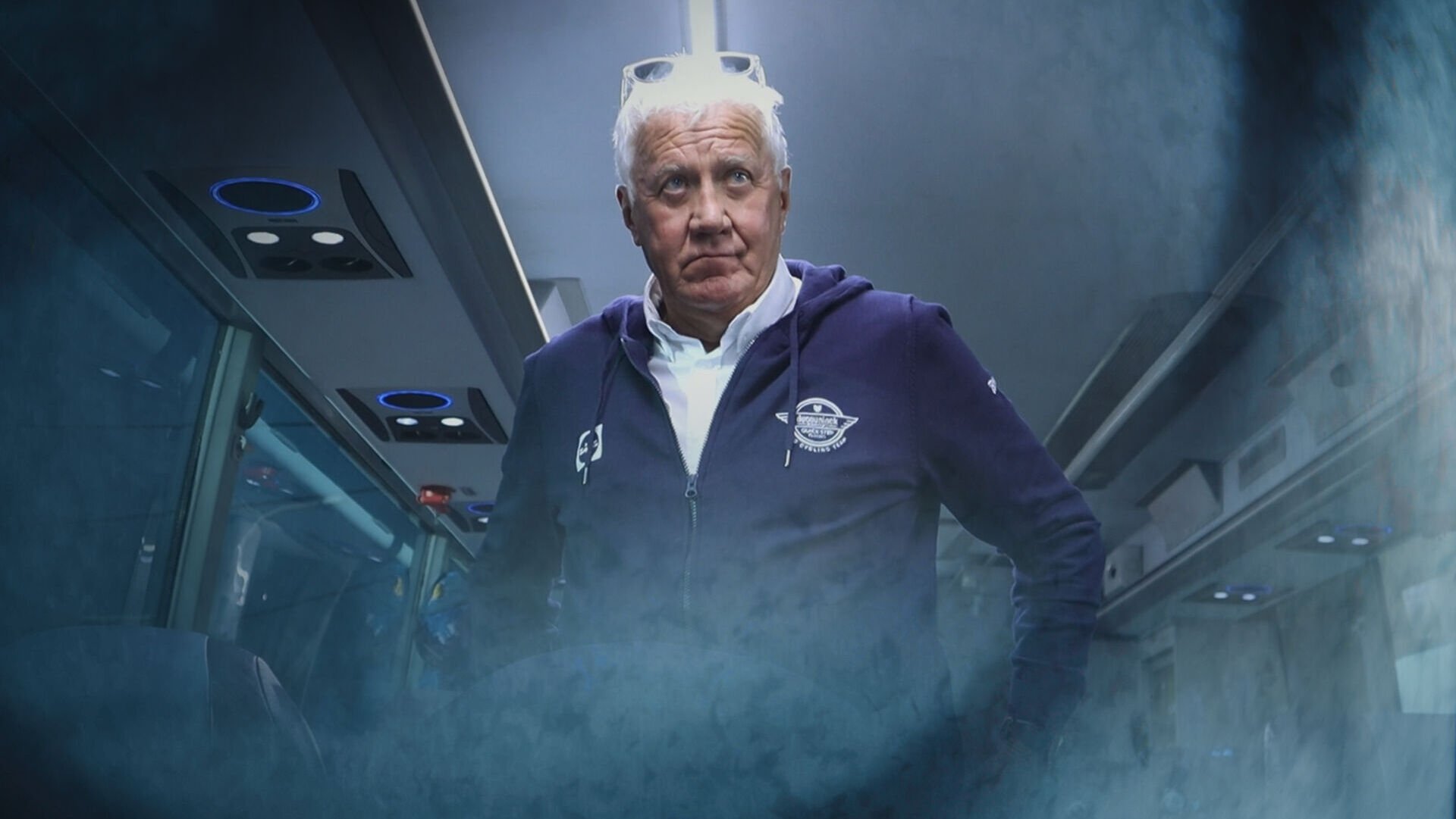 Backdrop for Patrick Lefevere. Godfather van de koers