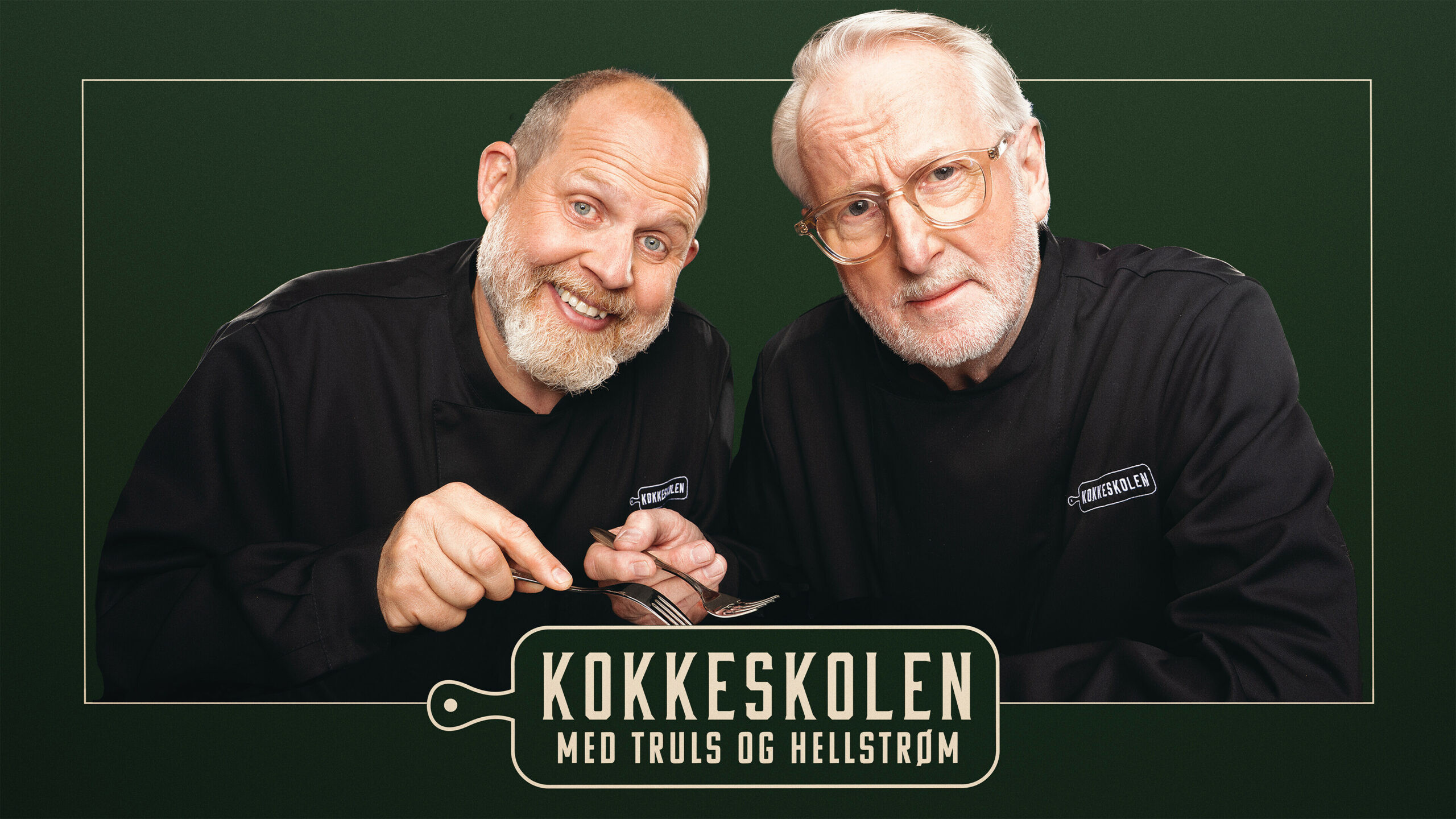 Backdrop for Kokkeskolen med Truls og Hellstrøm