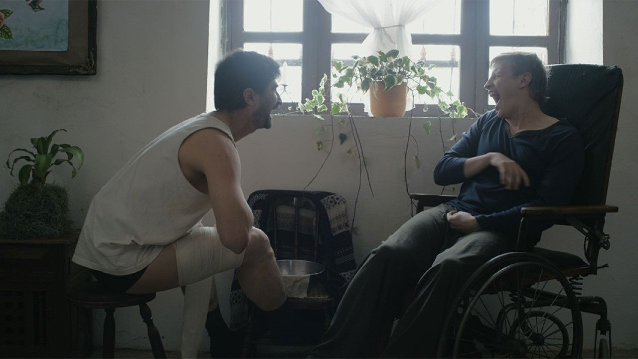 Backdrop for Nubes grises soplan sobre el campo verde