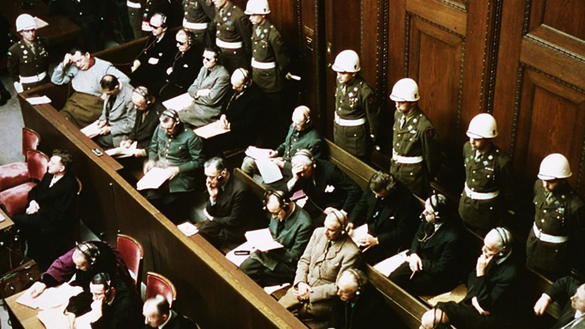 Backdrop for Nazis on Trial: Nuremberg in Colour
