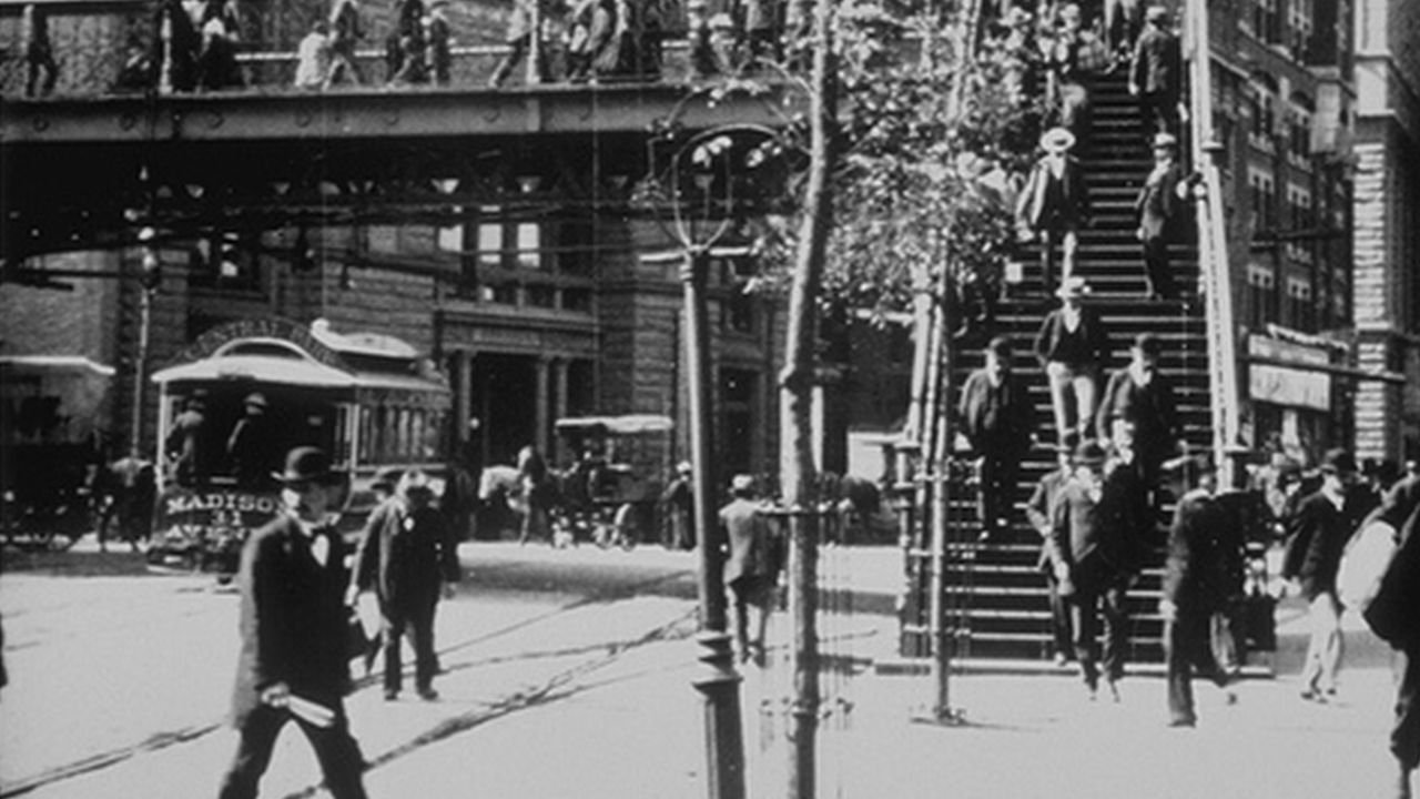 Backdrop for Passengers Descending from the Brooklyn Bridge