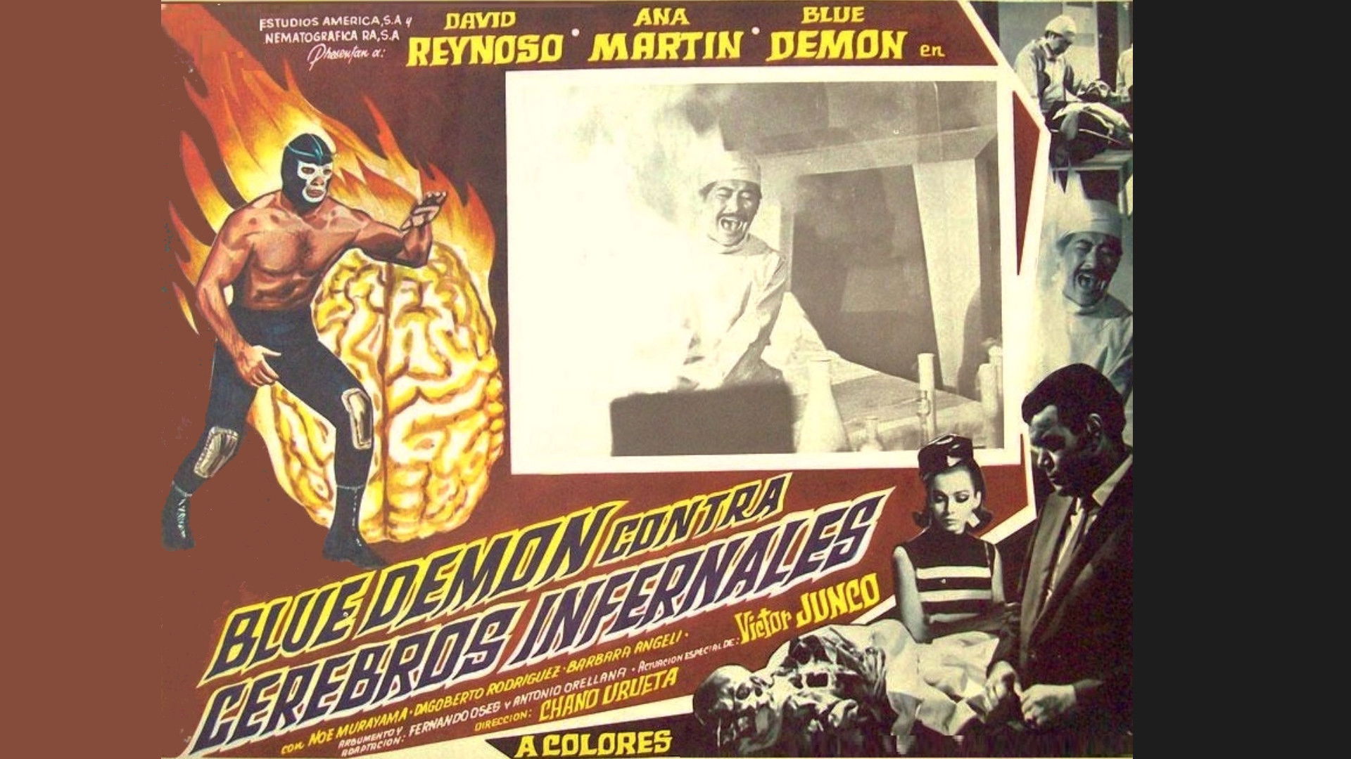 Backdrop for Blue Demon vs. the Infernal Brains