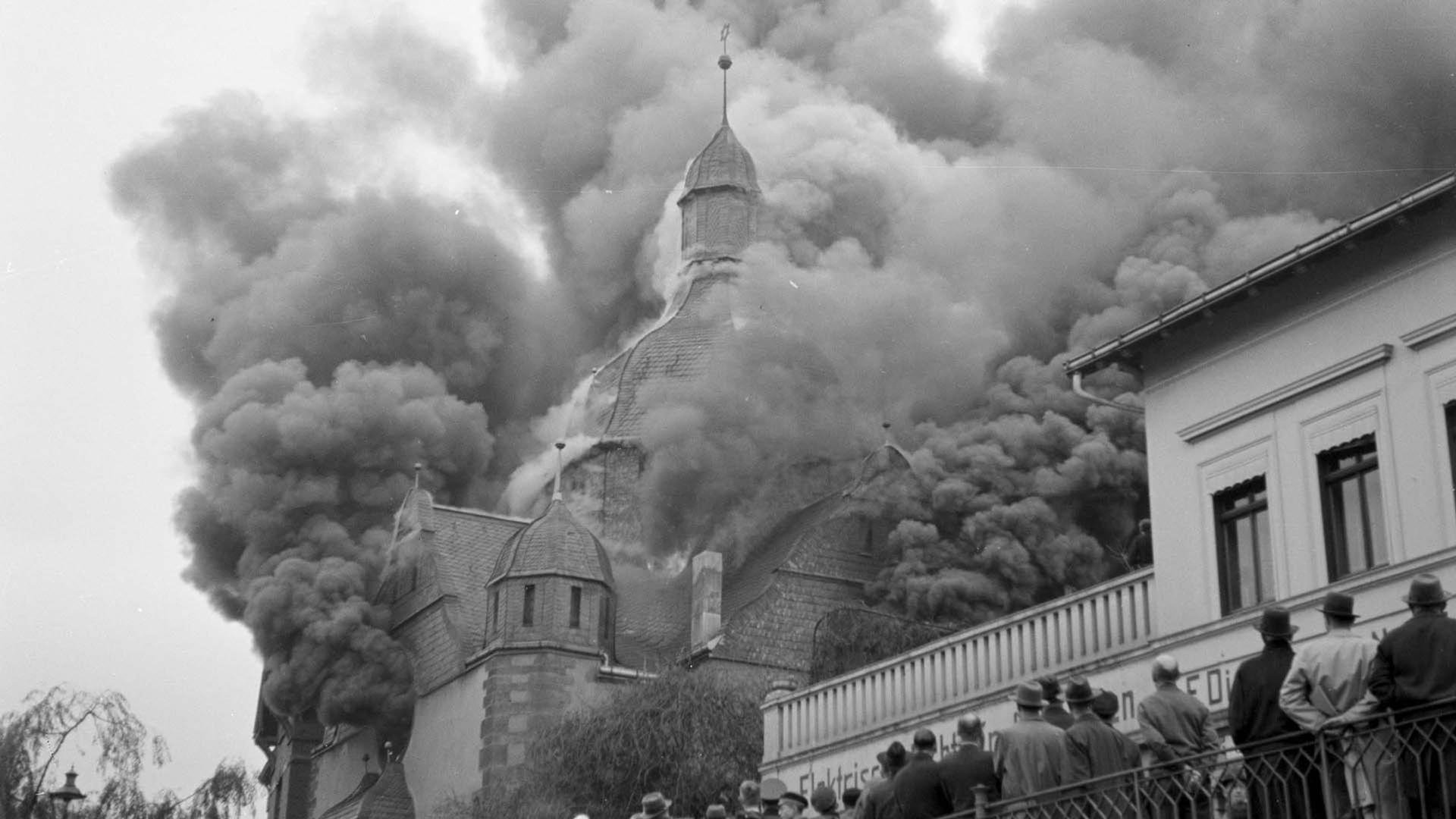 Backdrop for Kristallnacht, the November pogroms