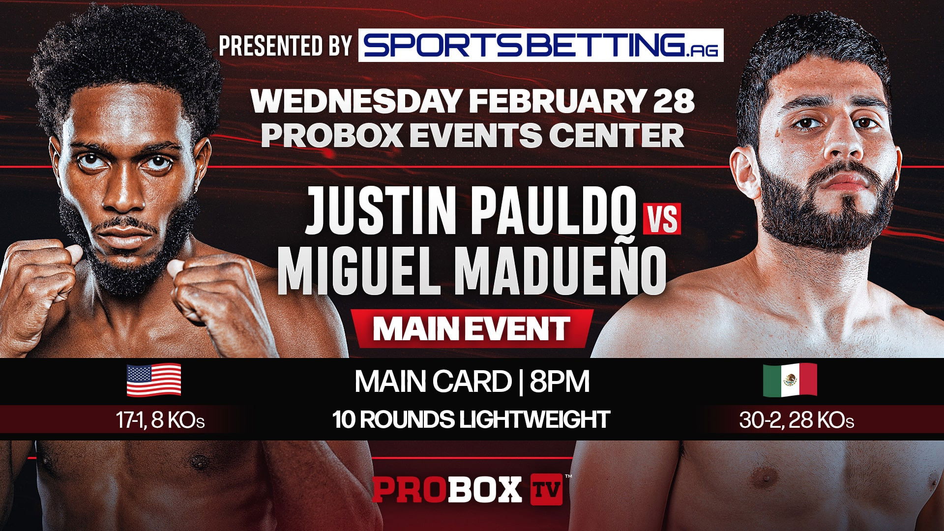 Backdrop for Justin Pauldo vs. Miguel Madueno