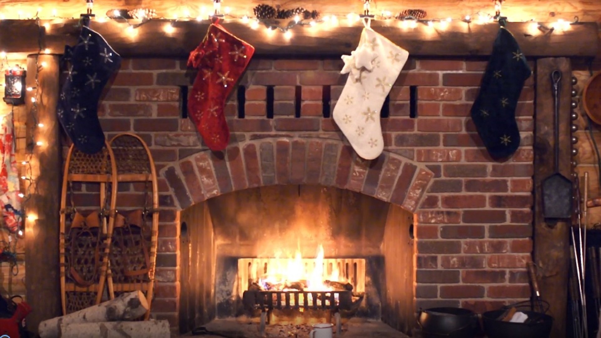 Backdrop for Christmas Yule Log Fireplace