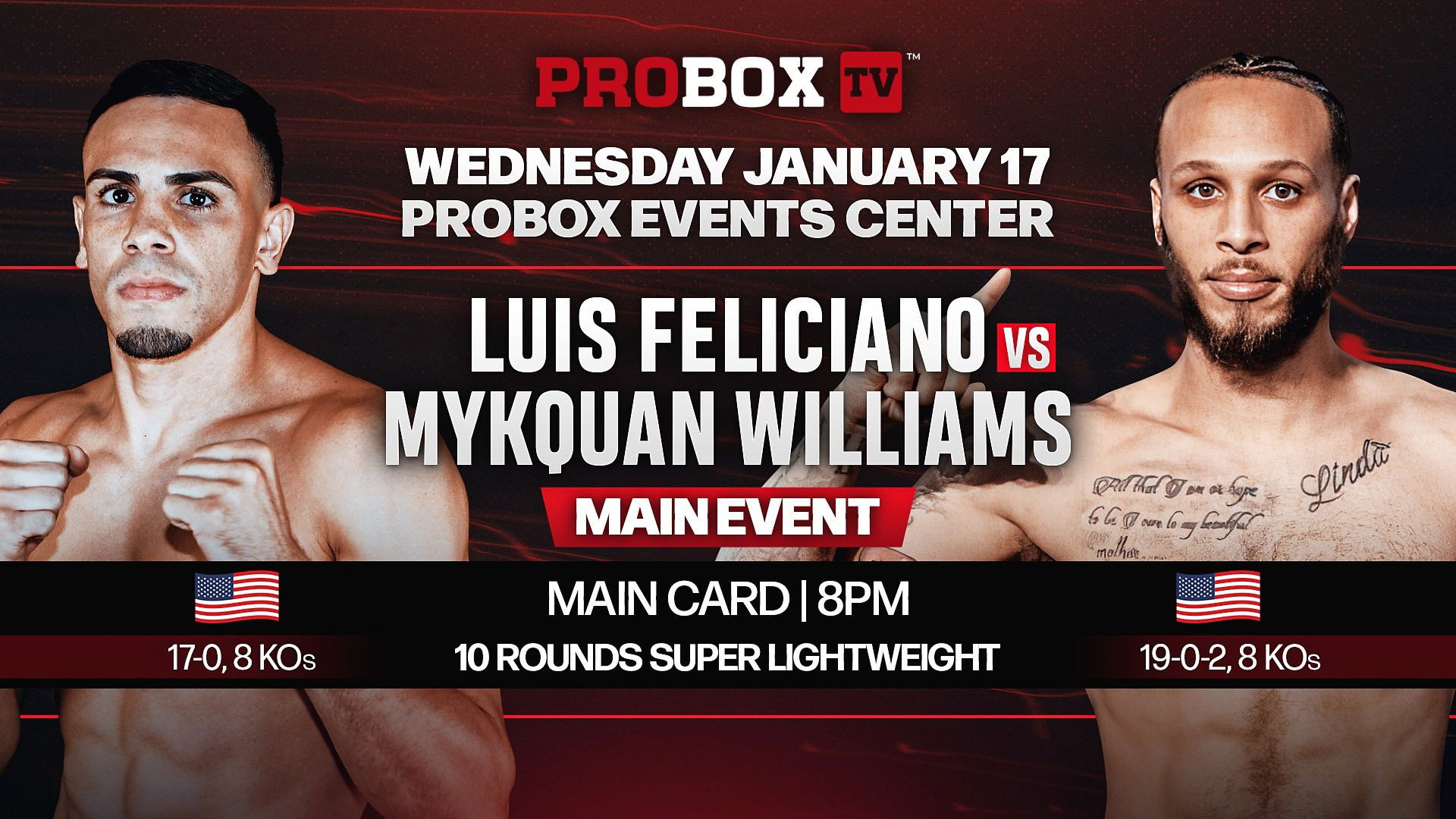 Backdrop for Luis Feliciano vs. Mykquan Williams