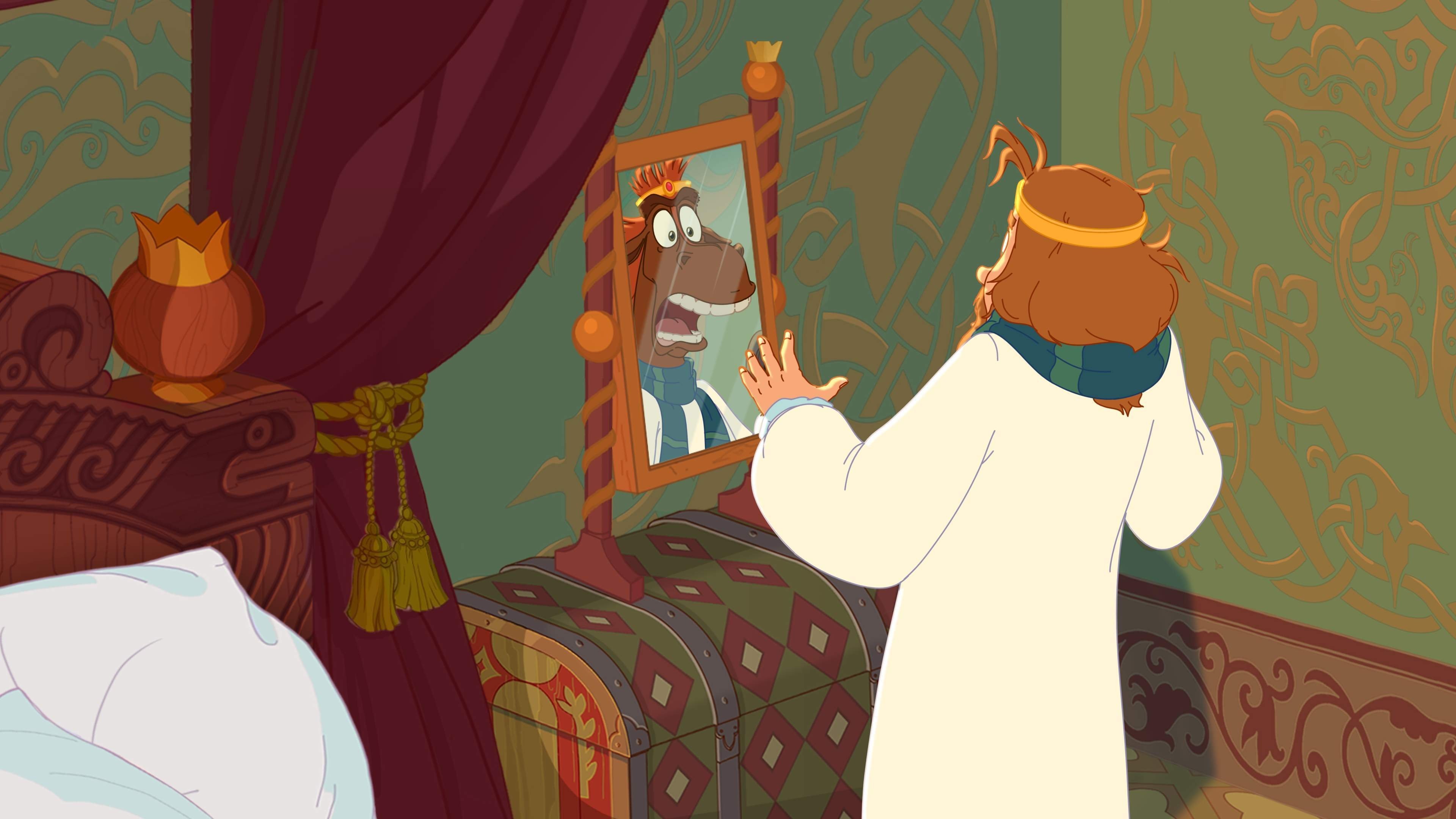 Backdrop for Horse Julius on the Throne and Three Heroes