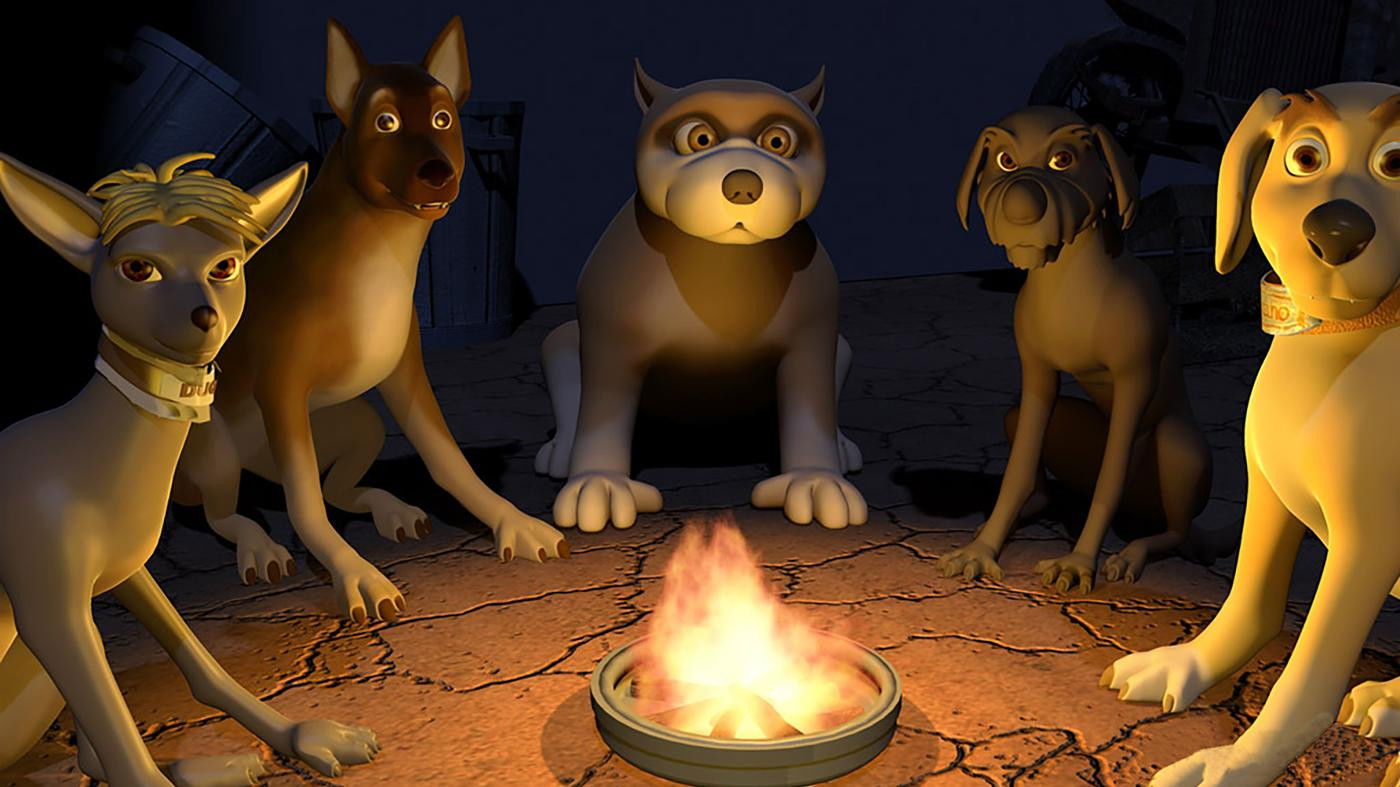 Backdrop for Valentino and the Dog Clan