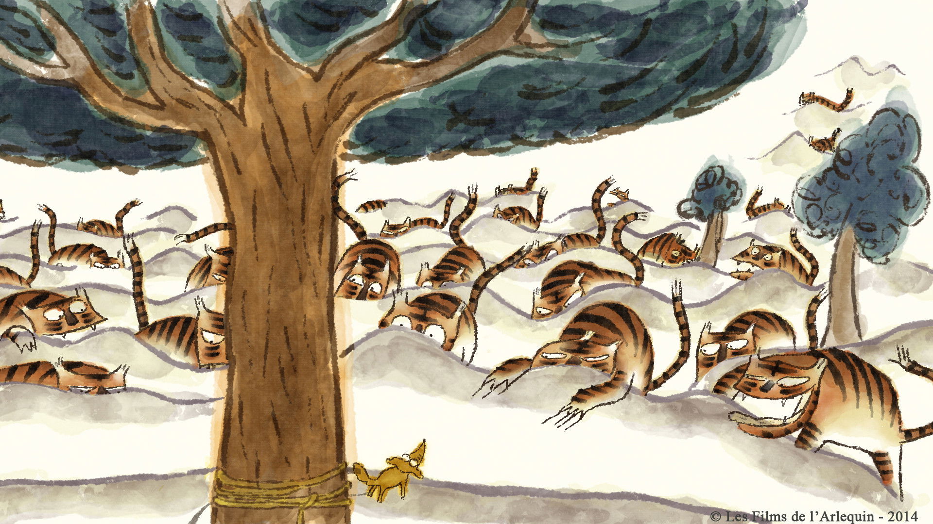 Backdrop for Tigers Tied Up in One Rope